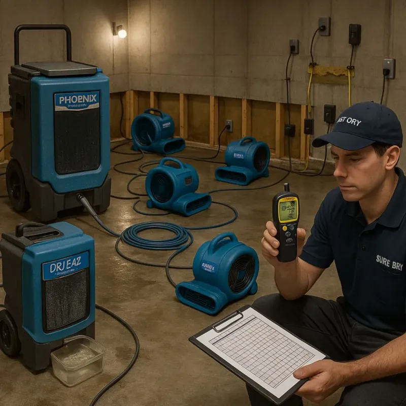 Structural Drying and Dehumidification process in Anoka County, MN
